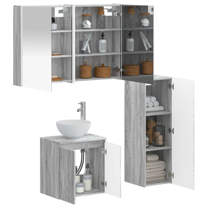 Vonios baldų rinkinys 4 pcs Pilka Sonoma