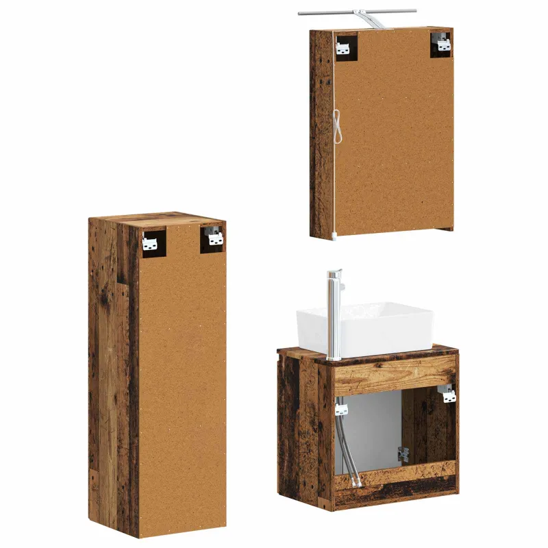 Vonios baldų rinkinys 4 pcs Sendintos medienos