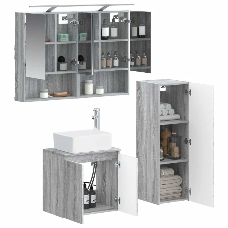 Vonios baldų rinkinys 4 pcs Pilka Sonoma
