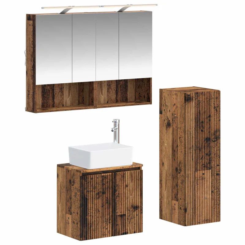 Vonios baldų rinkinys 4 pcs Sendintos medienos
