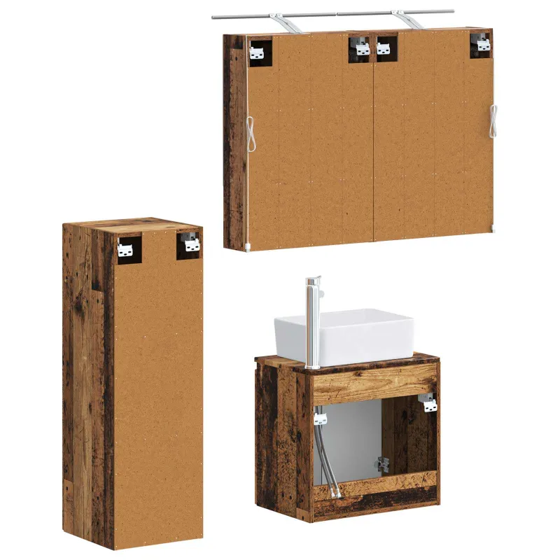 Vonios baldų rinkinys 4 pcs Sendintos medienos