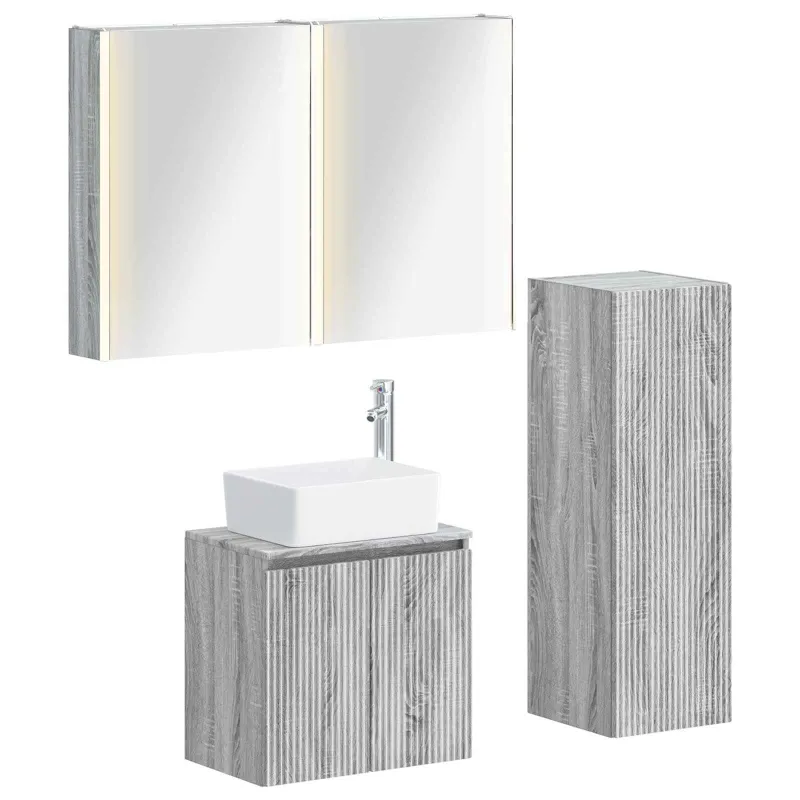 Vonios baldų rinkinys 4 pcs Pilka Sonoma