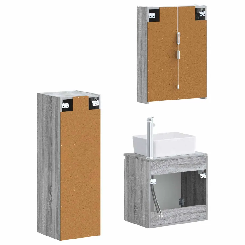 Vonios baldų rinkinys 4 pcs Pilka Sonoma