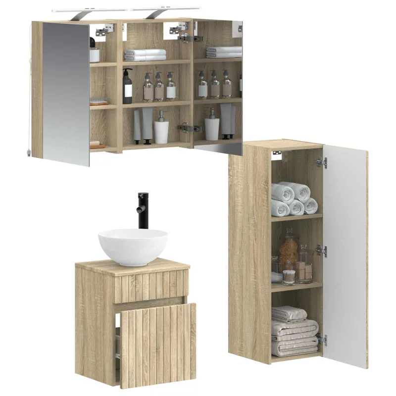 Vonios baldų rinkinys 4 pcs Sonoma ąžuolas