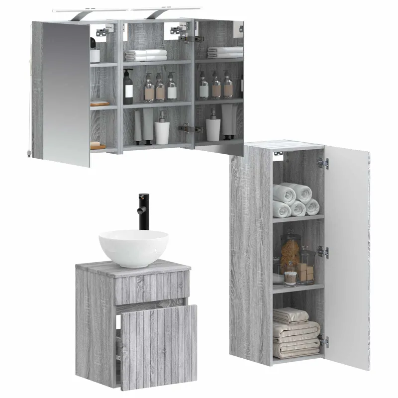 Vonios baldų rinkinys 4 pcs Pilka Sonoma