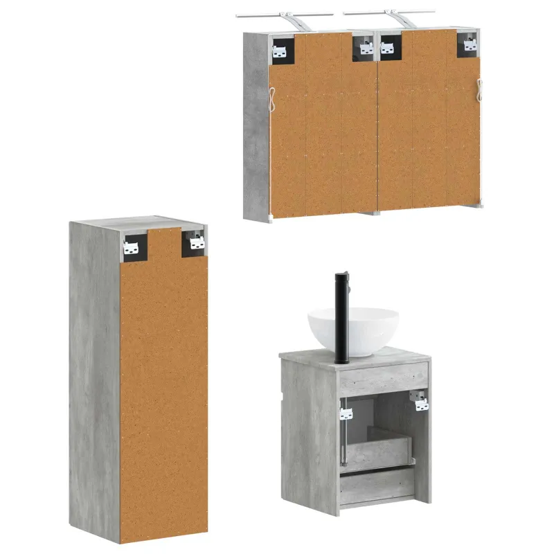 Vonios baldų rinkinys 4 pcs Betono pilka
