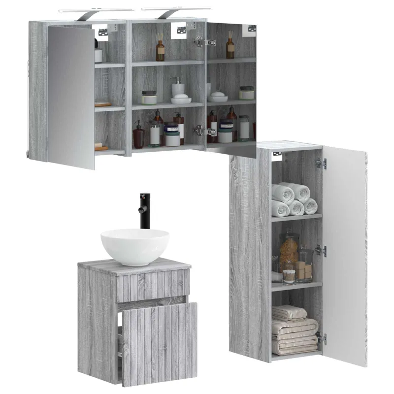Vonios baldų rinkinys 4 pcs Pilka Sonoma