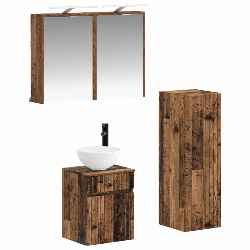 Vonios baldų rinkinys 4 pcs Sendintos medienos