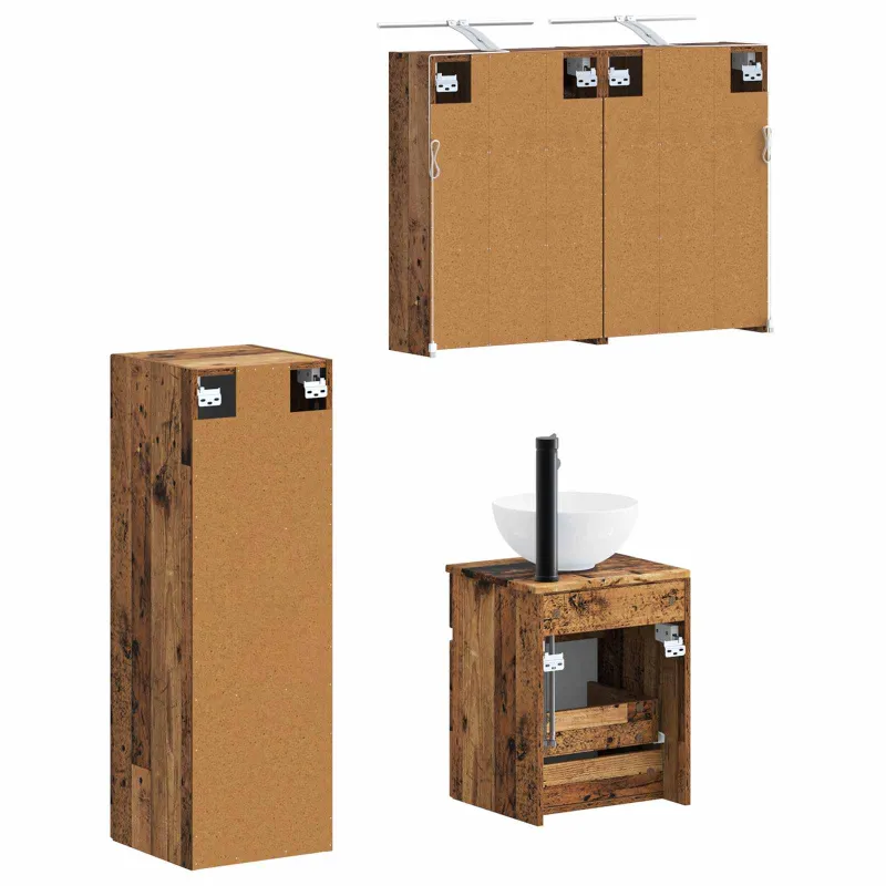 Vonios baldų rinkinys 4 pcs Sendintos medienos