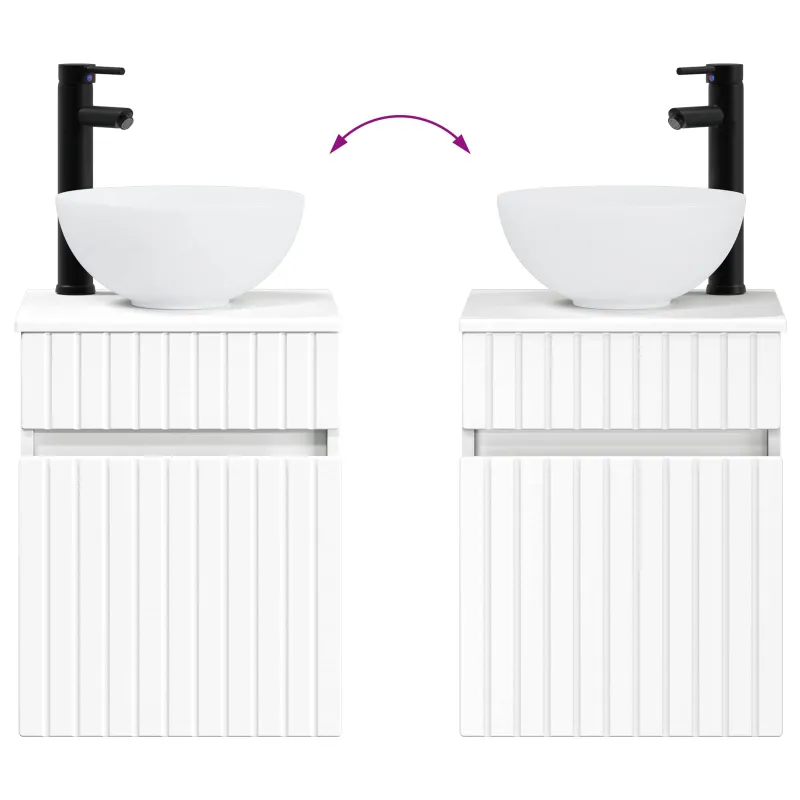 Vonios baldų rinkinys 4 pcs Balta Apdirbta mediena ir stiklas