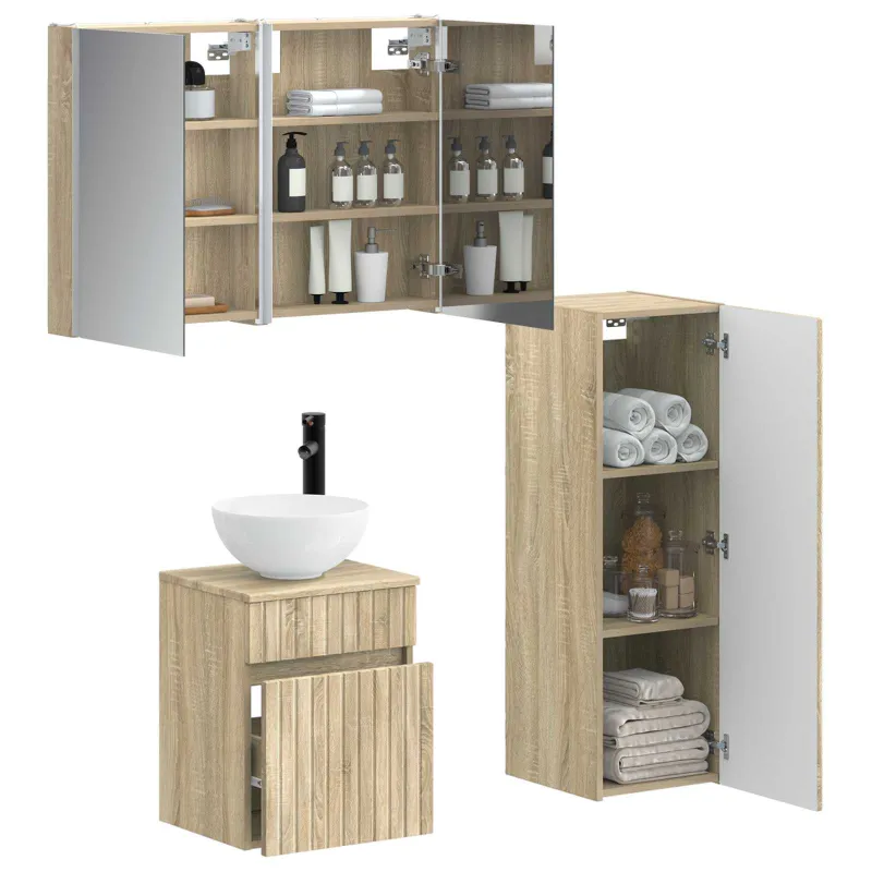 Vonios baldų rinkinys 4 pcs Sonoma ąžuolas