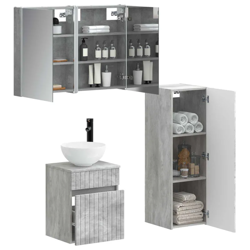Vonios baldų rinkinys 4 pcs Betono pilka