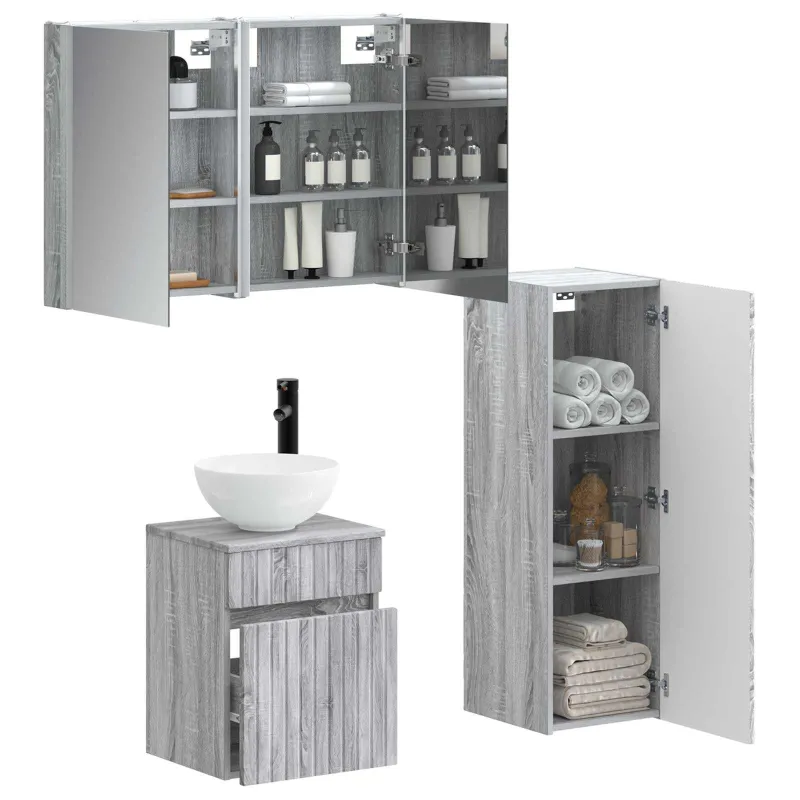 Vonios baldų rinkinys 4 pcs Pilka Sonoma