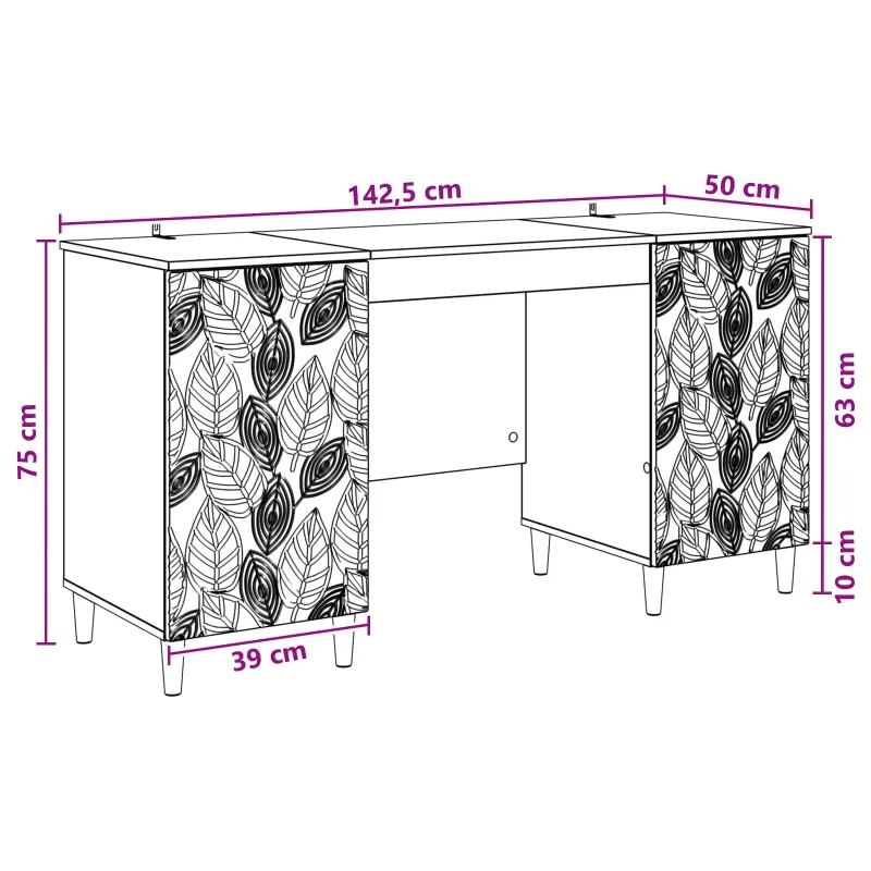 Stalas Juoda Apdirbta mediena 142,5 x 50 x 75 cm