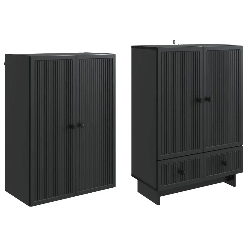 Spintelė 2 pcs Juoda 66 x 34,5 x 95 cm Apdirbta mediena