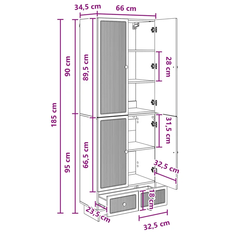 Spintelė 2 pcs Sonoma ąžuolas 66 x 34,5 x 95 cm