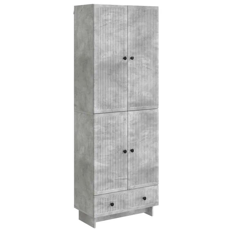 Spintelė 2 pcs Betono pilka 66 x 34,5 x 95 cm Apdirbta mediena