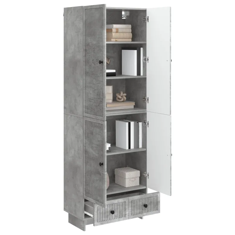 Spintelė 2 pcs Betono pilka 66 x 34,5 x 95 cm Apdirbta mediena