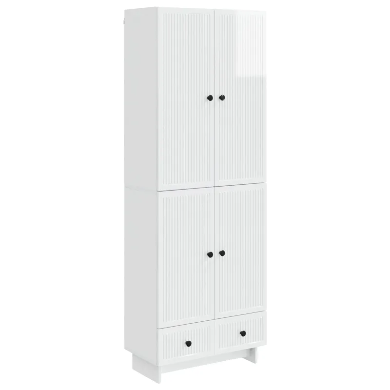 Spintelė 2 pcs Itin blizgi balta 66 x 34,5 x 95 cm
