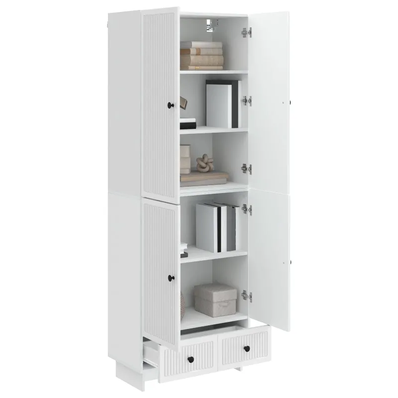 Spintelė 2 pcs Itin blizgi balta 66 x 34,5 x 95 cm
