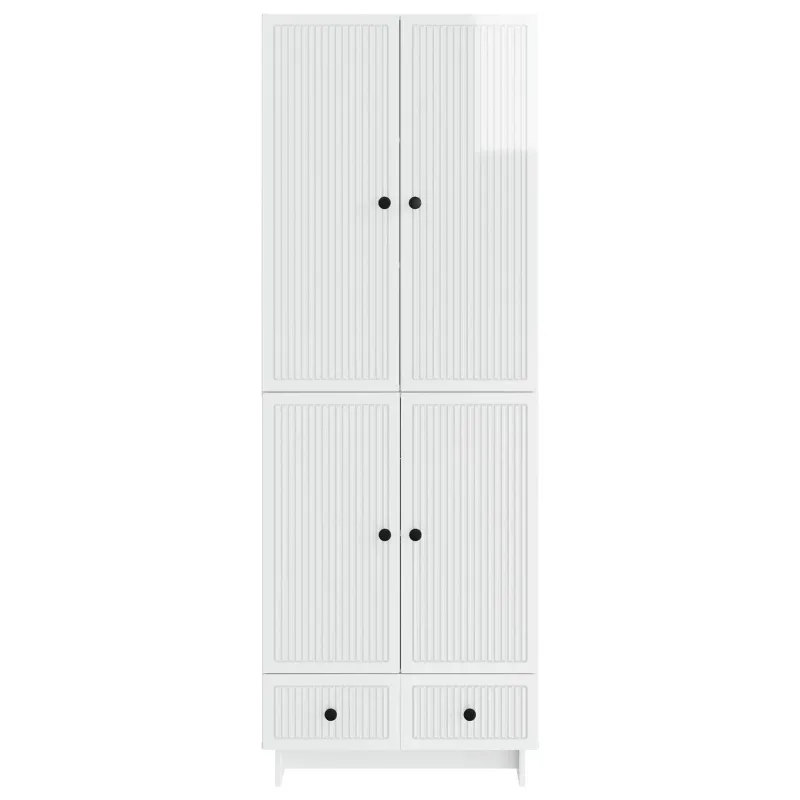 Spintelė 2 pcs Itin blizgi balta 66 x 34,5 x 95 cm