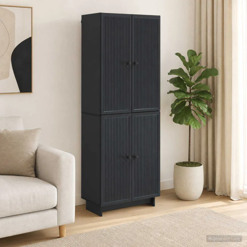 Spintelė 2 pcs Juoda 66 x 34,5 x 90 cm Apdirbta mediena