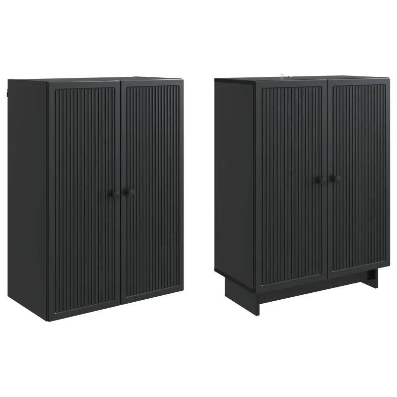 Spintelė 2 pcs Juoda 66 x 34,5 x 90 cm Apdirbta mediena