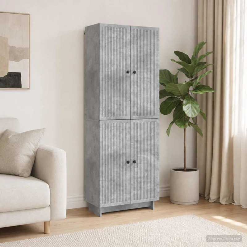 Spintelė 2 pcs Betono pilka 66 x 34,5 x 90 cm Apdirbta mediena