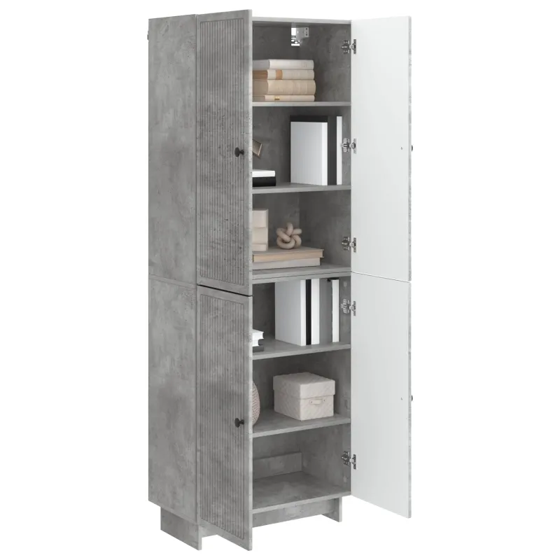 Spintelė 2 pcs Betono pilka 66 x 34,5 x 90 cm Apdirbta mediena