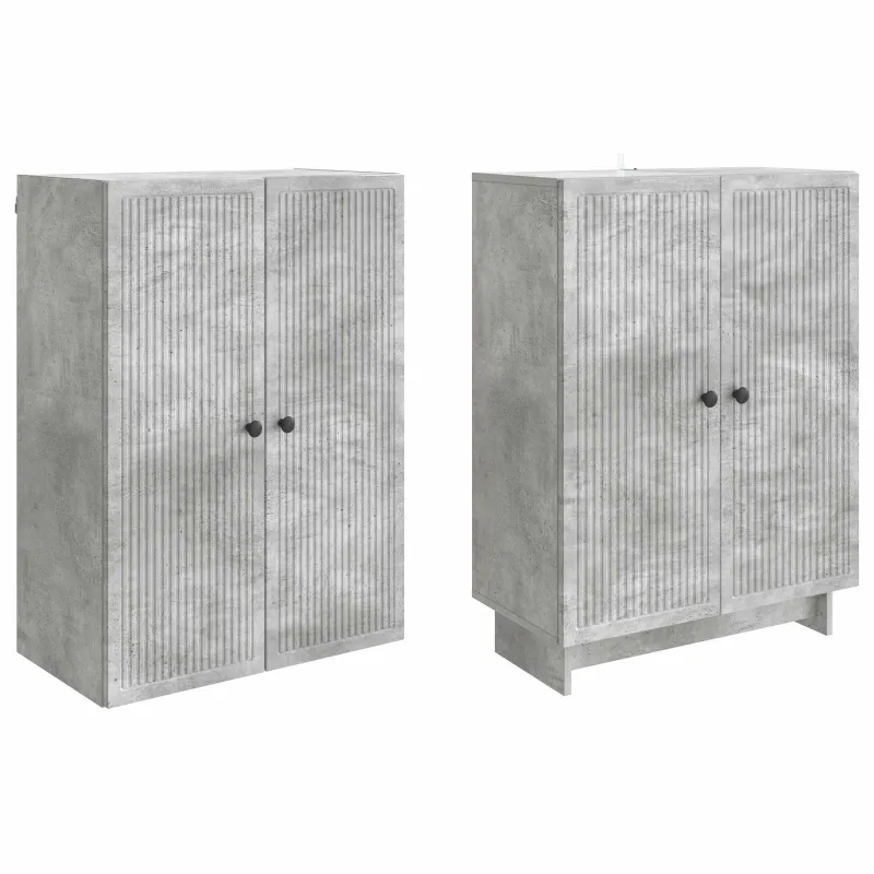 Spintelė 2 pcs Betono pilka 66 x 34,5 x 90 cm Apdirbta mediena