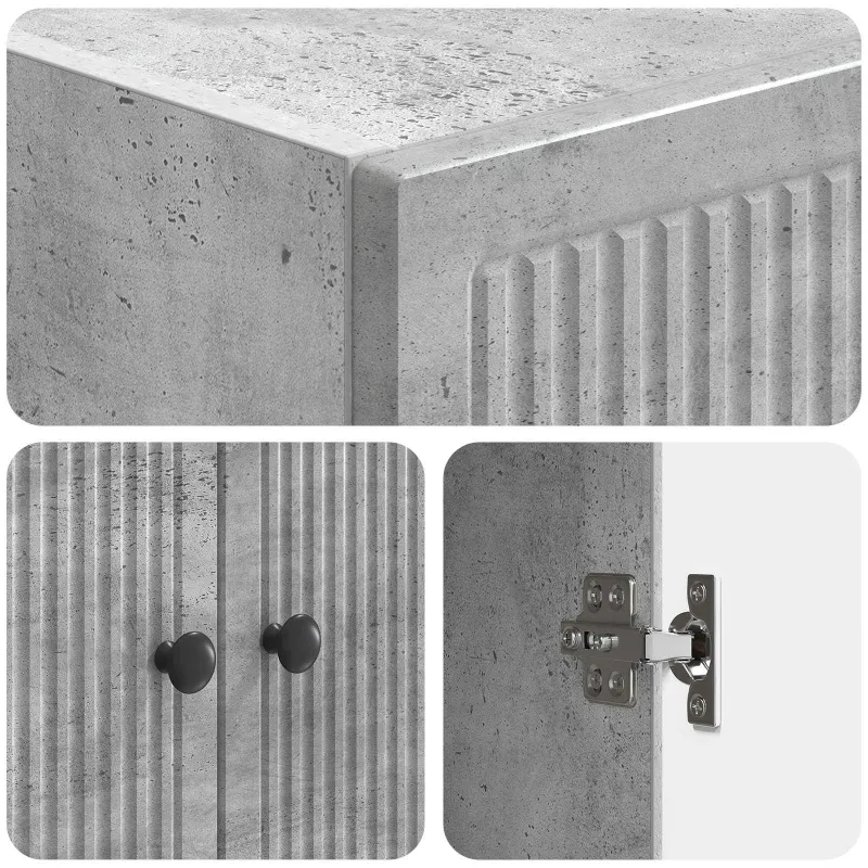 Spintelė 2 pcs Betono pilka 66 x 34,5 x 90 cm Apdirbta mediena