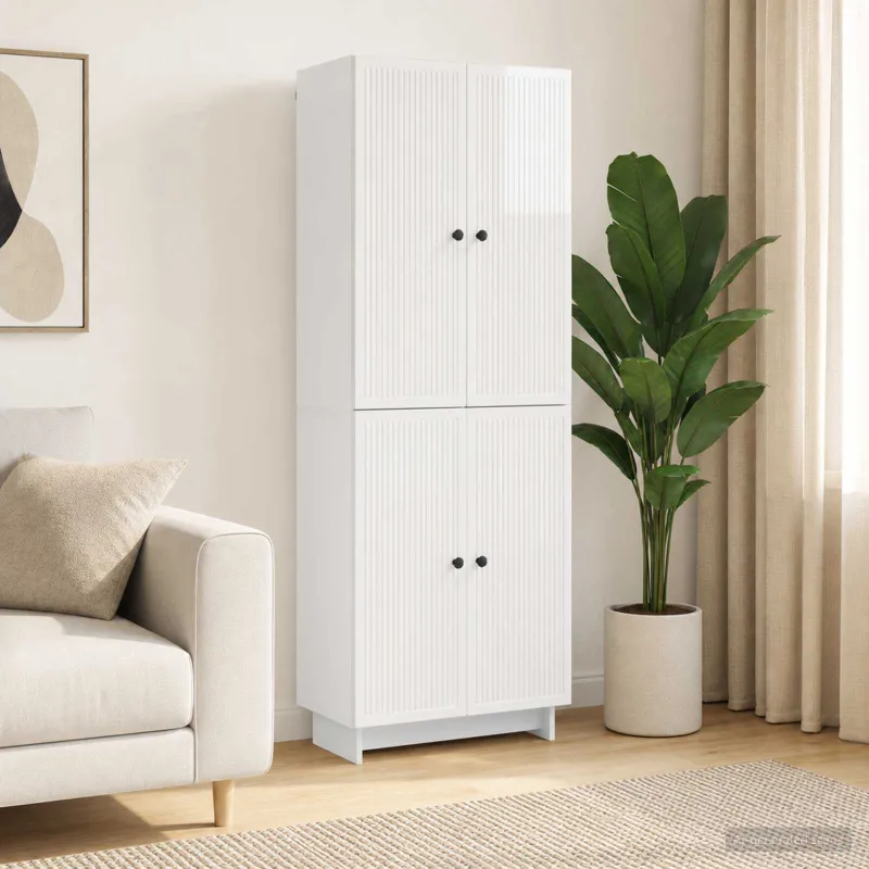 Spintelė 2 pcs Itin blizgi balta 66 x 34,5 x 90 cm