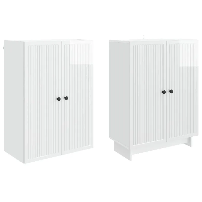 Spintelė 2 pcs Itin blizgi balta 66 x 34,5 x 90 cm