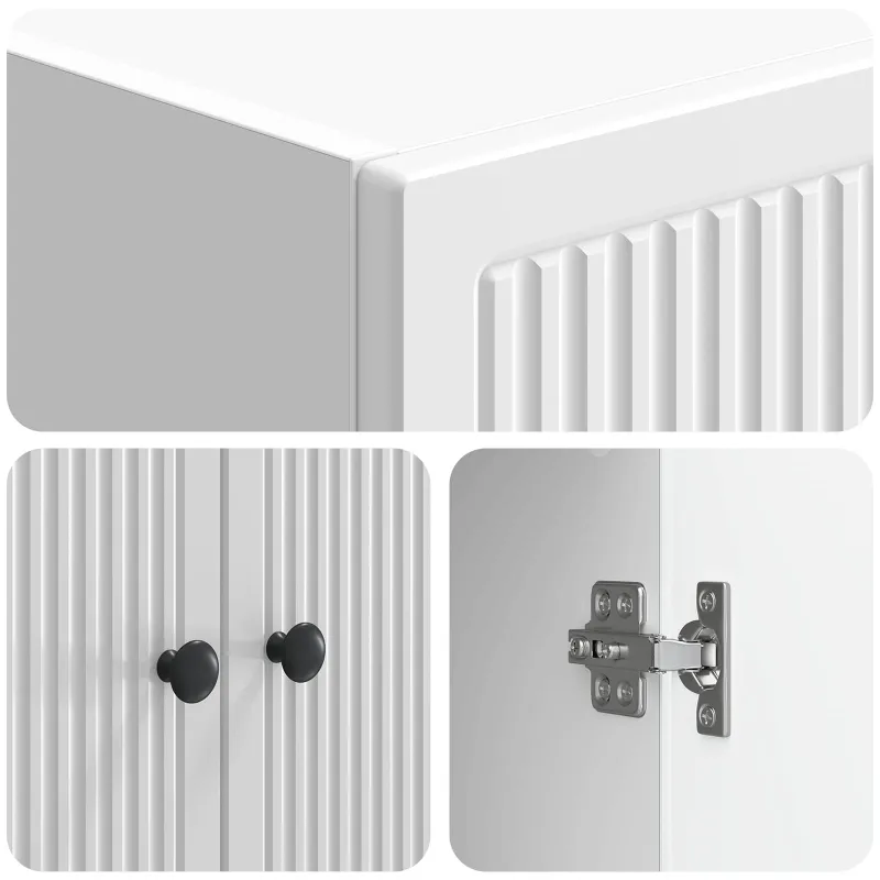 Spintelė 2 pcs Itin blizgi balta 66 x 34,5 x 90 cm