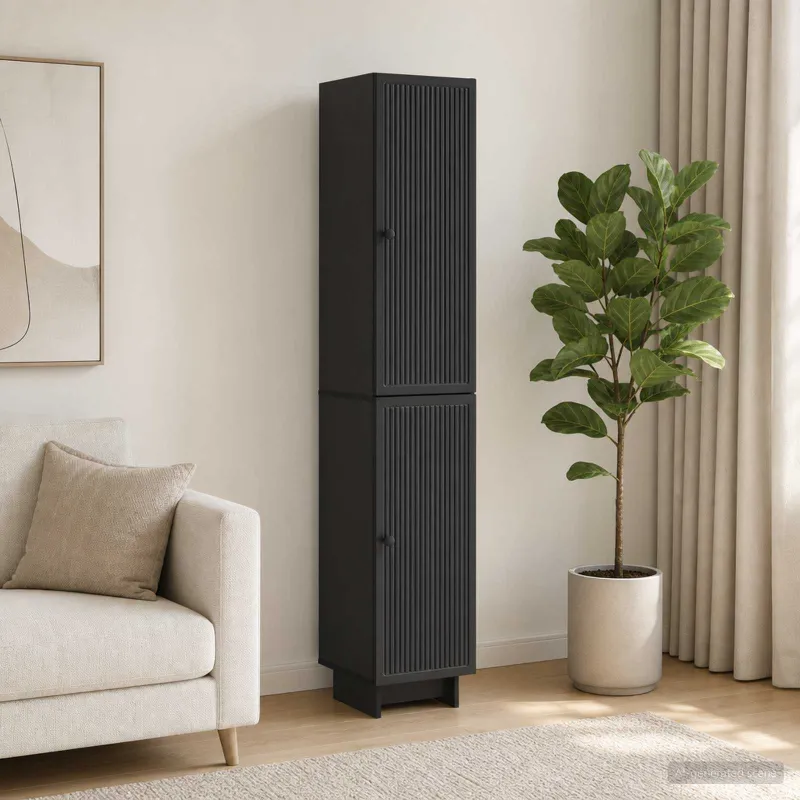 Spintelė 2 pcs Juoda 34,5 x 33 x 90 cm Apdirbta mediena
