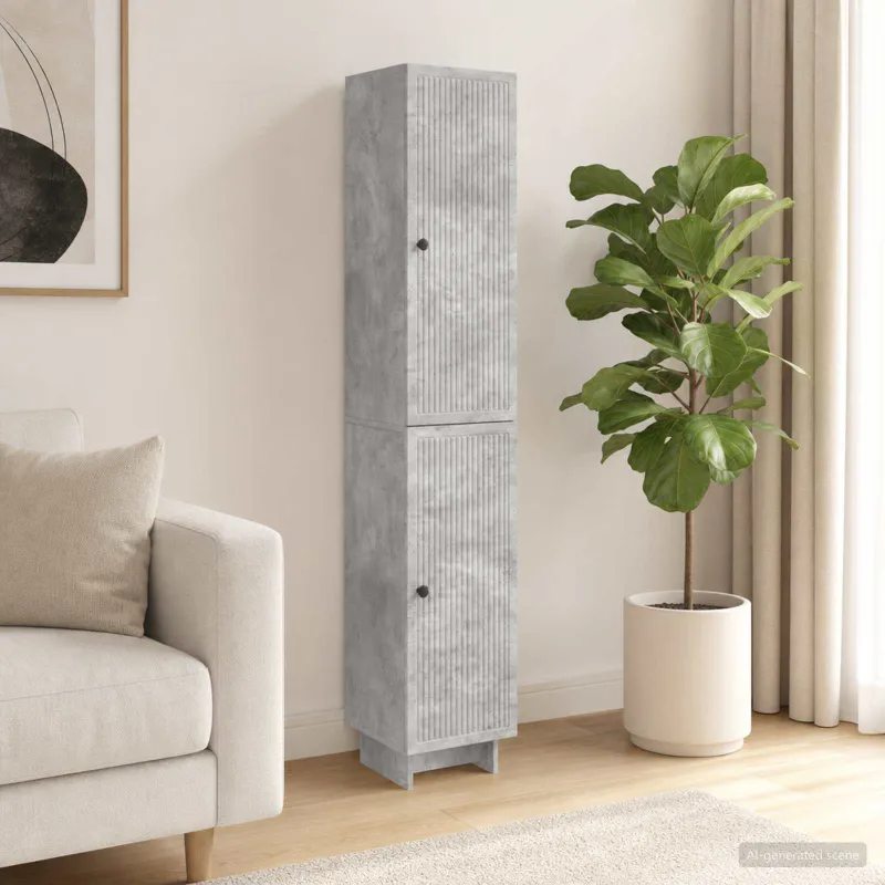 Spintelė 2 pcs Betono pilka 34,5 x 33 x 90 cm Apdirbta mediena