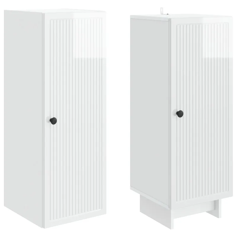 Spintelė 2 pcs Itin blizgi balta 34,5 x 33 x 90 cm