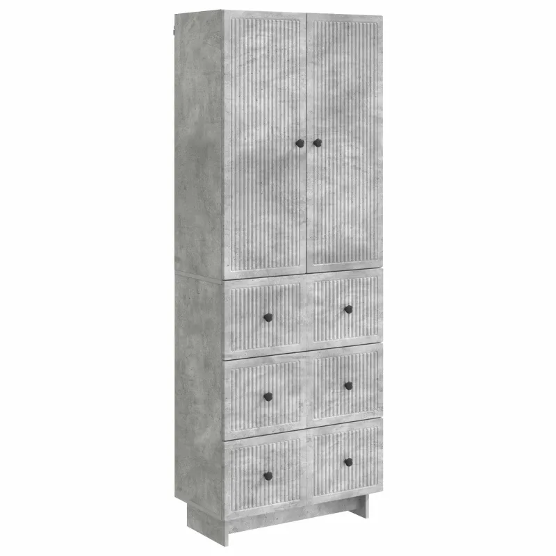 Spintelė 2 pcs Betono pilka 66 x 34,5 x 90 cm Apdirbta mediena