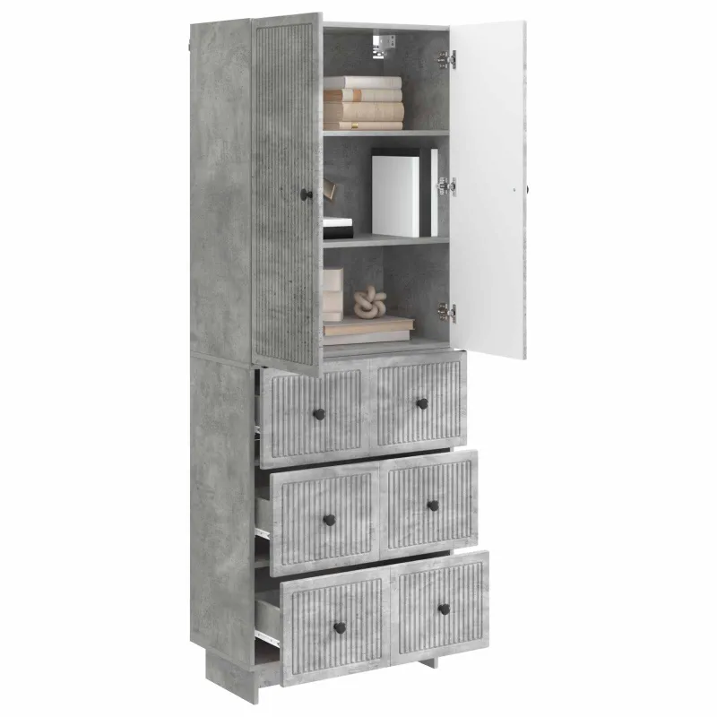 Spintelė 2 pcs Betono pilka 66 x 34,5 x 90 cm Apdirbta mediena