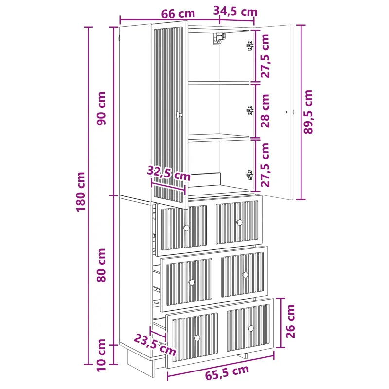 Spintelė 2 pcs 66 x 34,5 x 90 cm Apdirbta mediena