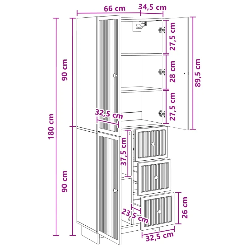 Spintelė 2 pcs 66 x 34,5 x 90 cm Apdirbta mediena