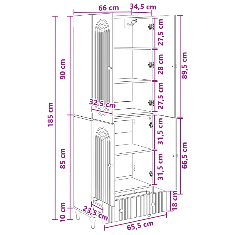Spintelė 2 pcs 66 x 34,5 x 95 cm Apdirbta mediena