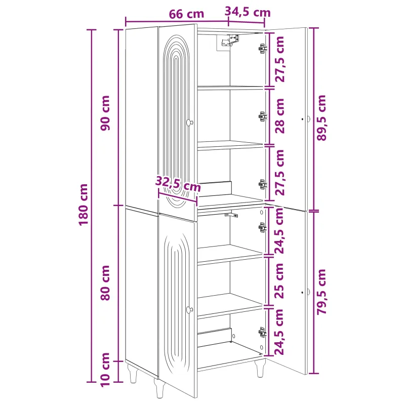 Spintelė 2 pcs 66 x 34,5 x 90 cm Apdirbta mediena