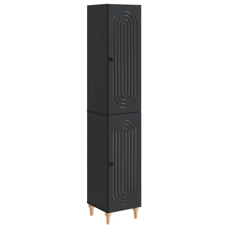 Spintelė 2 pcs Juoda Apdirbta mediena