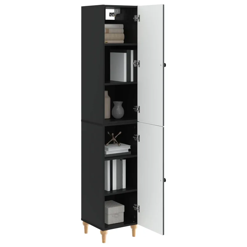 Spintelė 2 pcs Juoda Apdirbta mediena