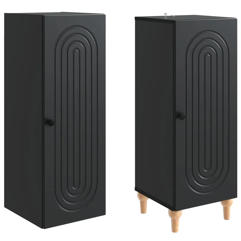 Spintelė 2 pcs Juoda Apdirbta mediena