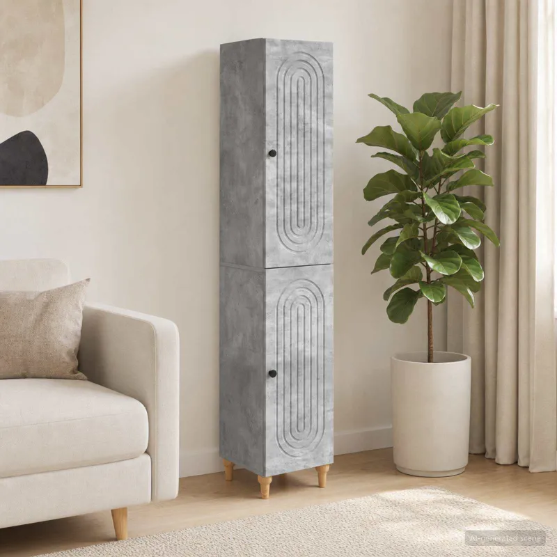 Spintelė 2 pcs Betono pilka Apdirbta mediena