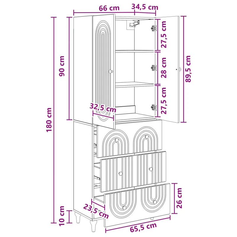 Spintelė 2 pcs 66 x 34,5 x 90 cm Apdirbta mediena