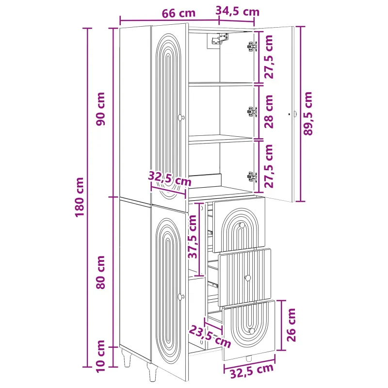 Spintelė 2 pcs 66 x 34,5 x 90 cm Apdirbta mediena