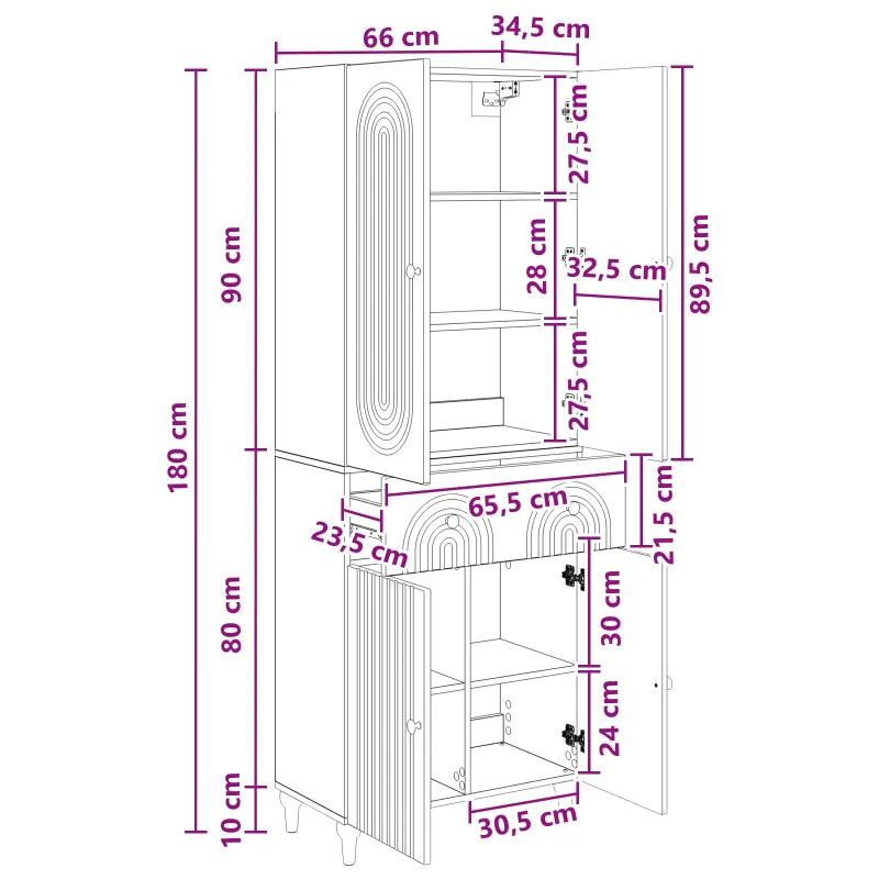 Spintelė 2 pcs 66 x 34,5 x 90 cm Apdirbta mediena